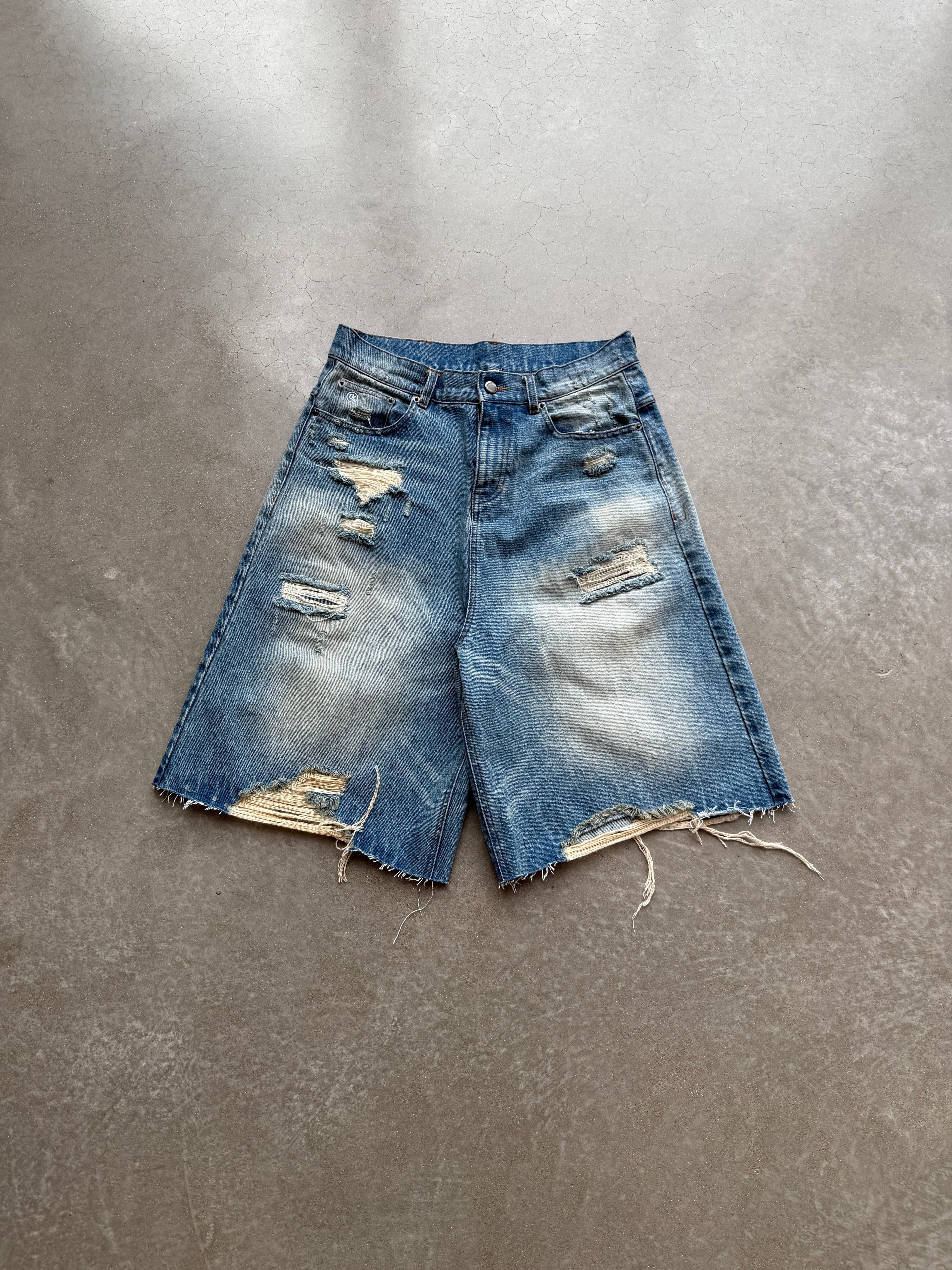 LIGHT WASHED DENIM JORTS (SHIPPING IN 3-4 WEEKS)