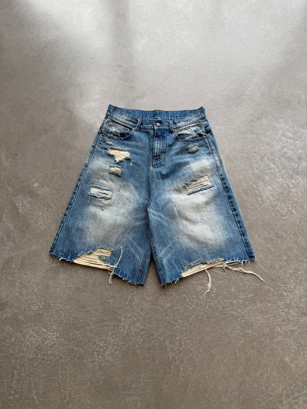 LIGHT WASHED DENIM JORTS (SHIPPING IN 3-4 WEEKS)