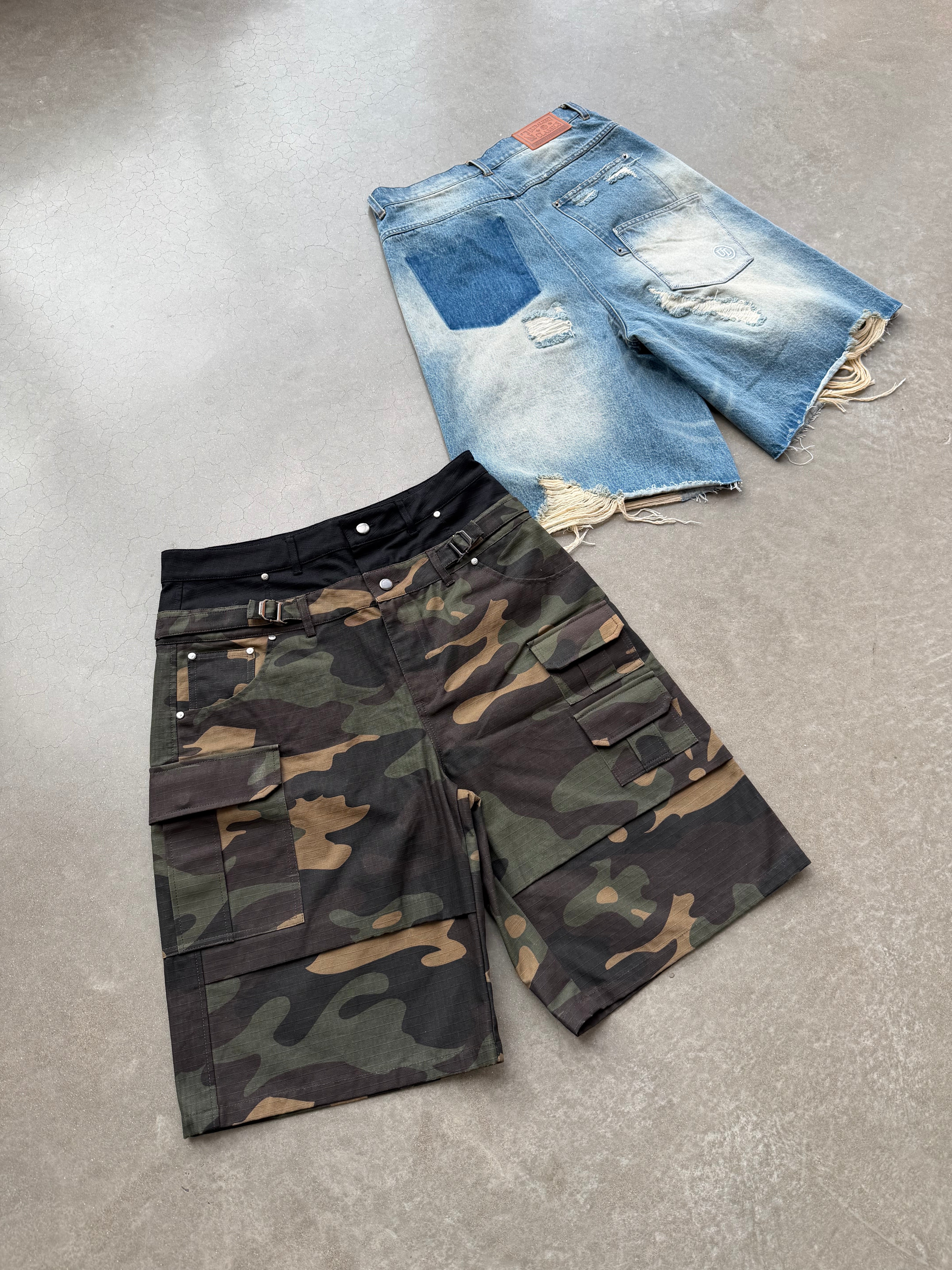 LIGHT WASHED DENIM JORTS (SHIPPING IN 3-4 WEEKS)