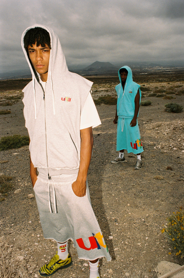 BULLY SLEEVELESS HOODIE IN GREY