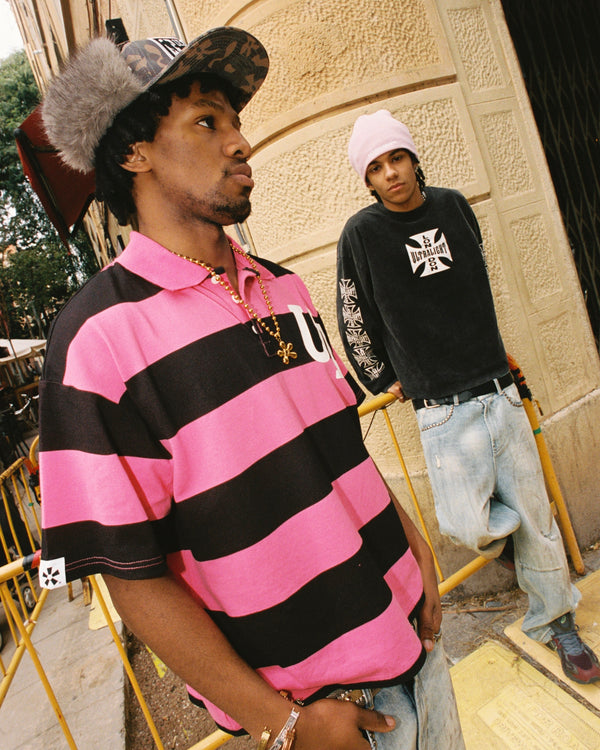 ICON POLO IN BLACK/PINK