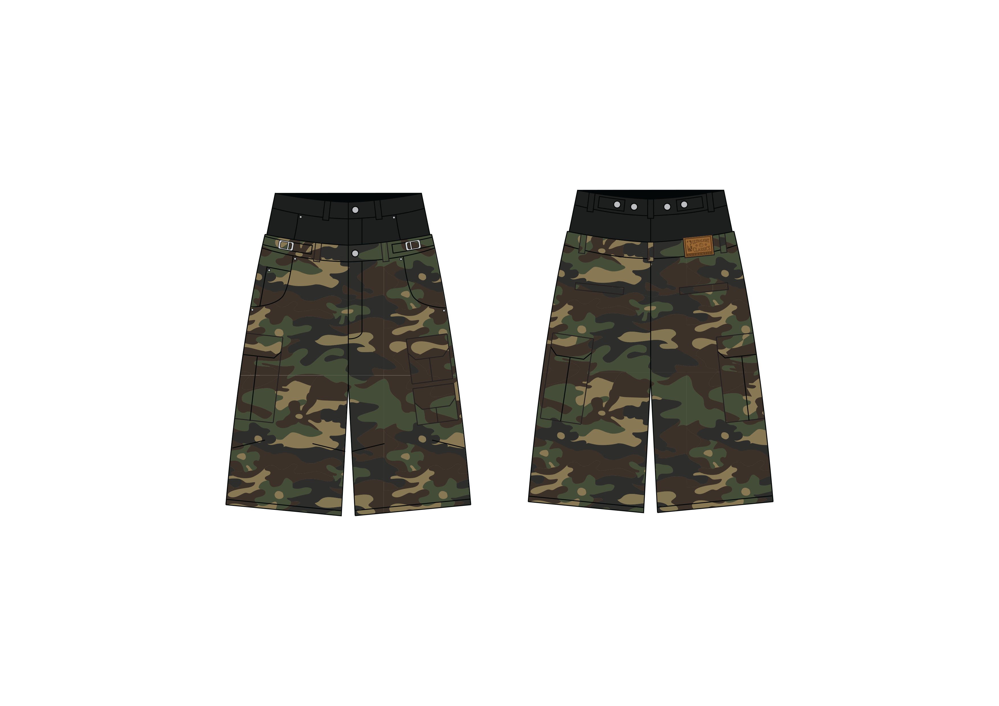DOUBLE-WAIST CAMO CARGOS