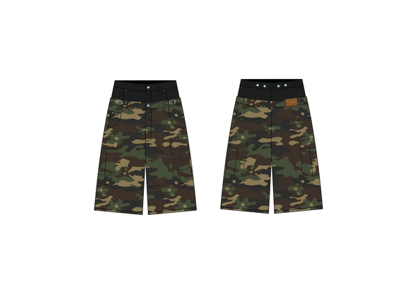 DOUBLE-WAIST CAMO CARGOS